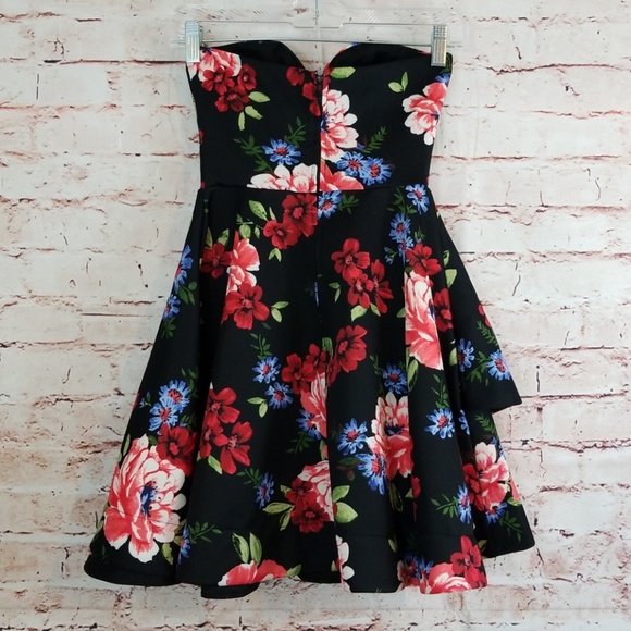 B Darlin Floral Strapless 1/2 Juniors Dress HOCO - Picture 2 of 6